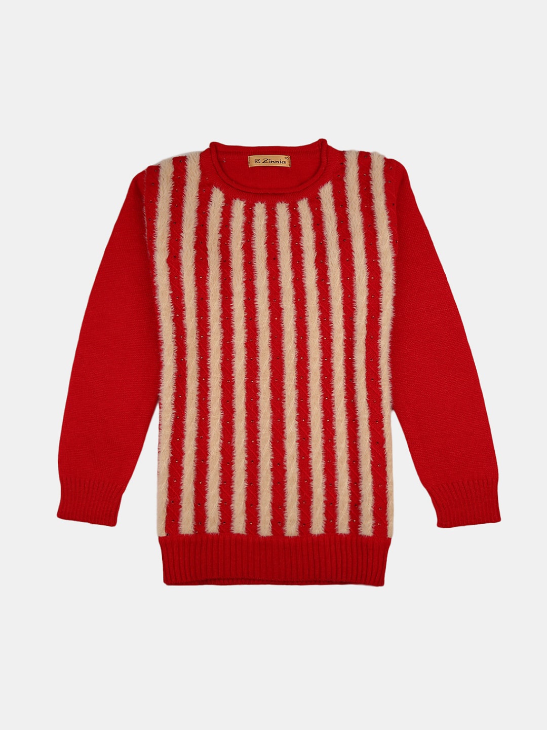 

V-Mart Girls Striped Pullover, Red