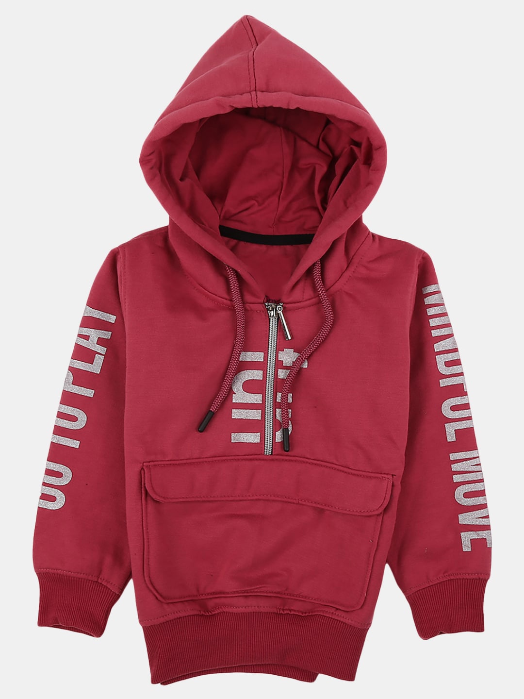 

V-Mart Girls Printed Hooded Wool Sweatshirt, Pink
