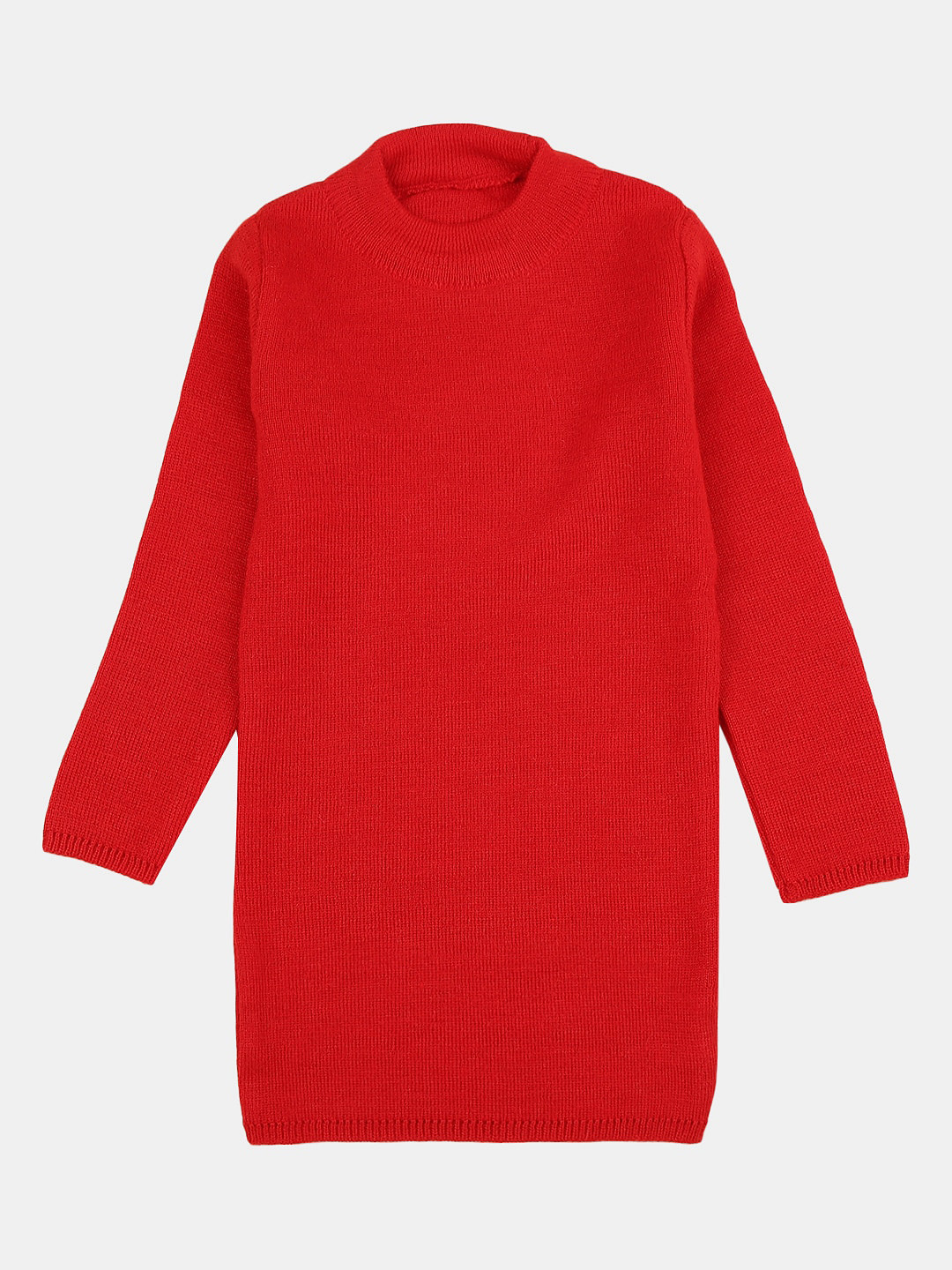 

V-Mart Girls Longline Wool Pullover, Red