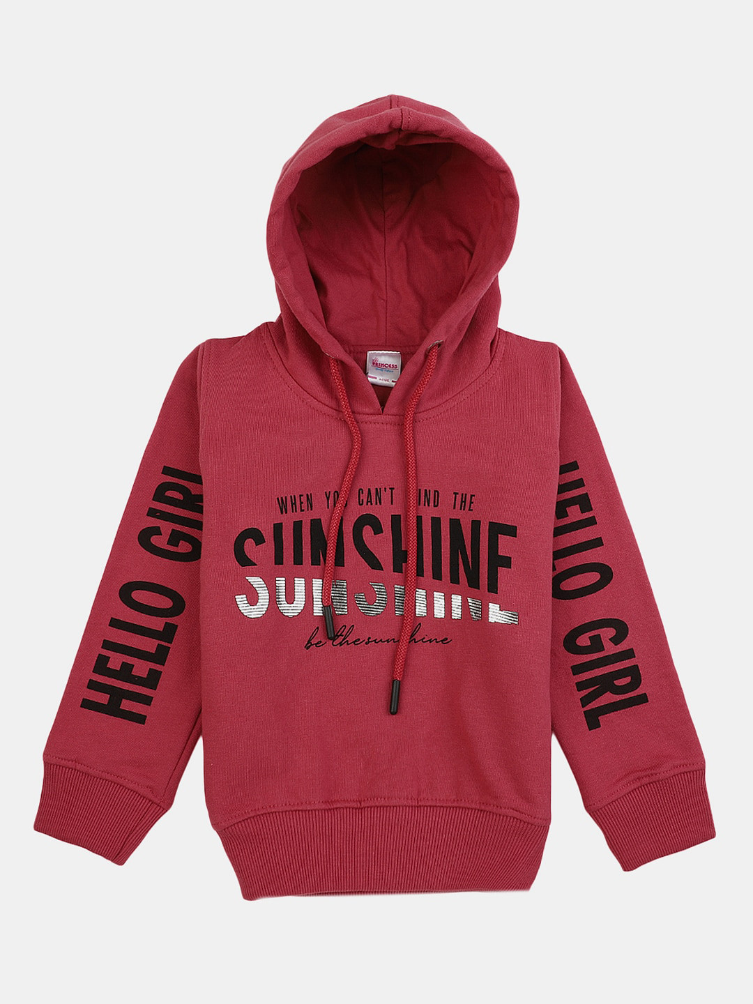 

V-Mart Girls Printed Hooded Wool Sweatshirt, Fuchsia