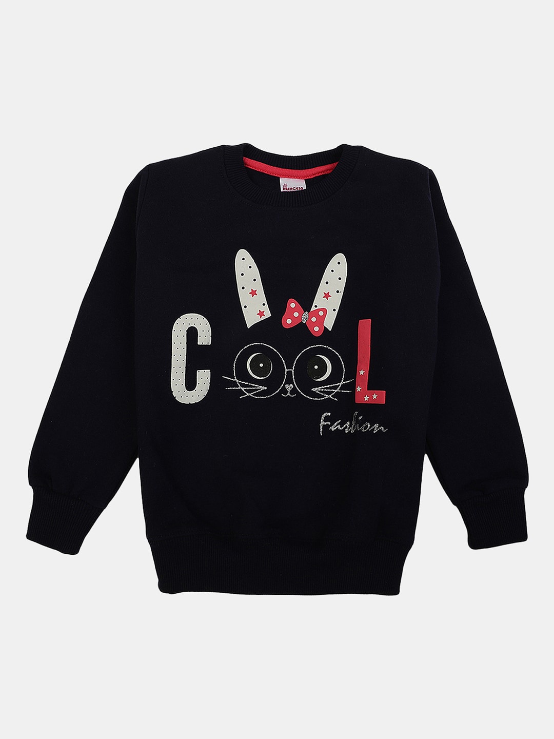 

V-Mart Girls Printed Wool Sweatshirt, Black