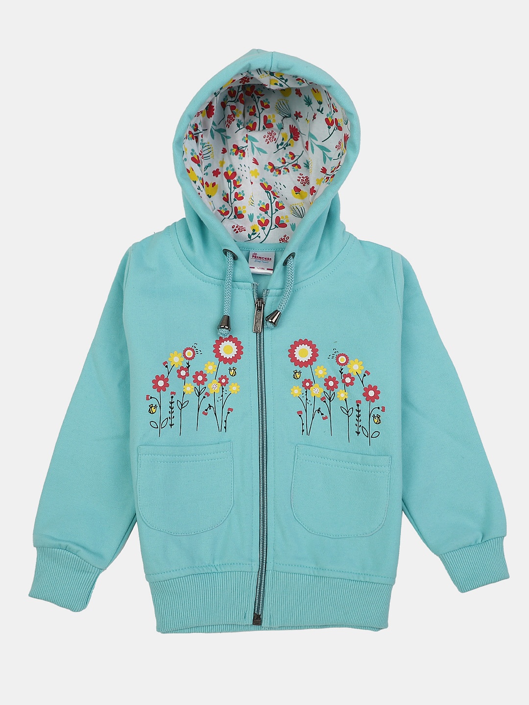 

V-Mart Girls Printed Hooded Wool Sweatshirt, Blue