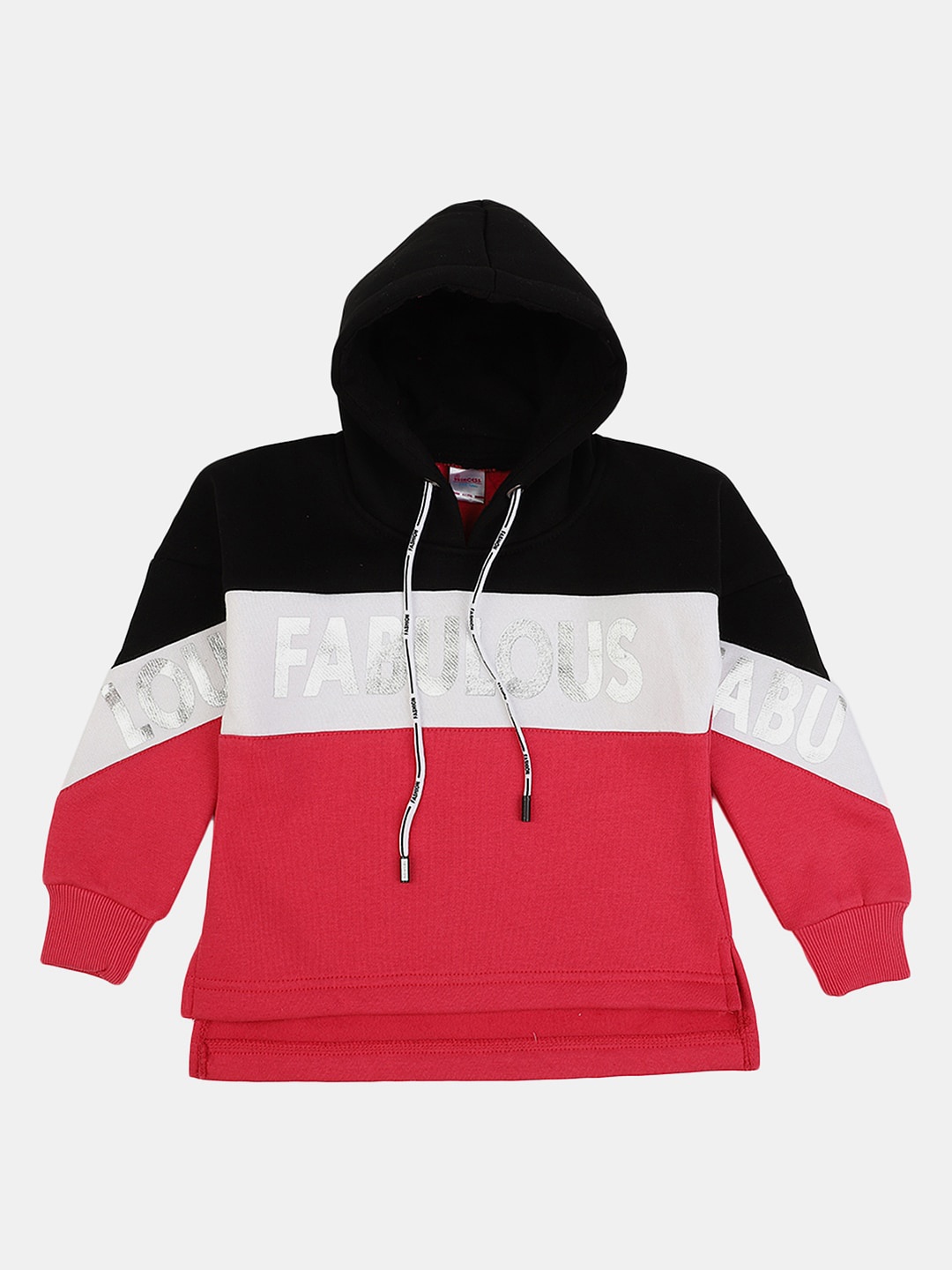 

V-Mart Girls Colourblocked Hooded Wool Sweatshirt, Pink