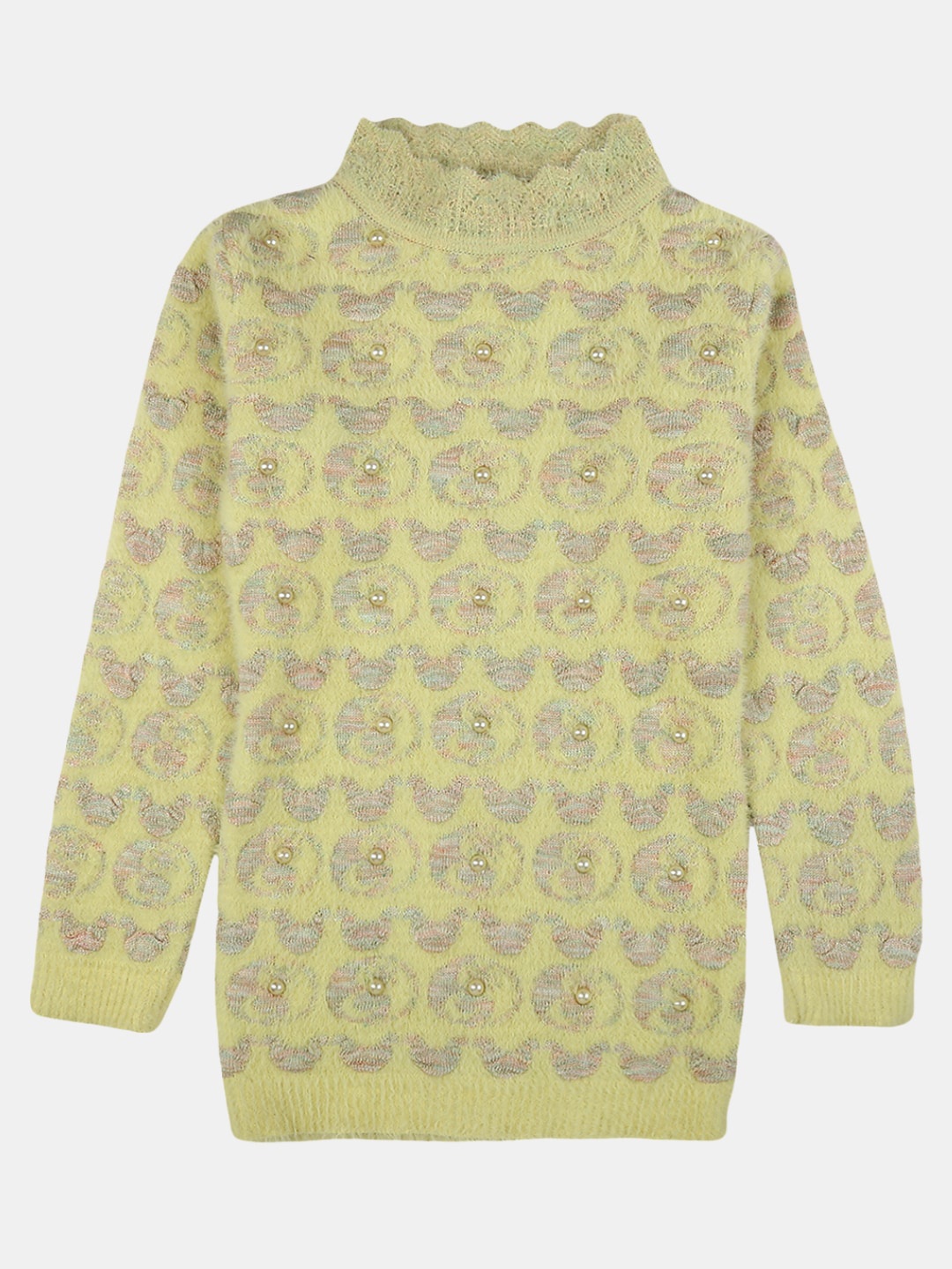 

V-Mart Girls Wool Printed Sweatshirt, Green