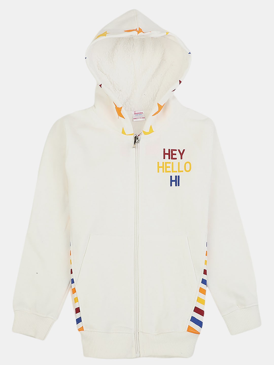 

V-Mart Girls Printed Fleece Hooded Sweatshirt, White