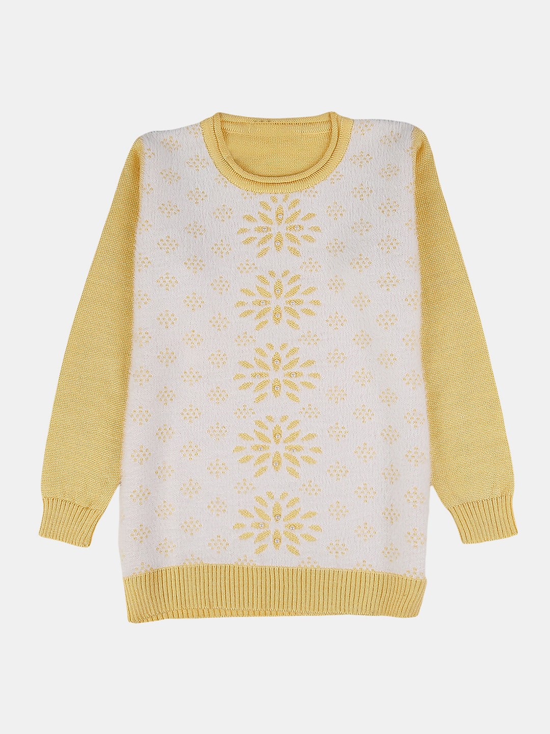 

V-Mart Girls Self Design Round Neck Sweatshirt, Yellow
