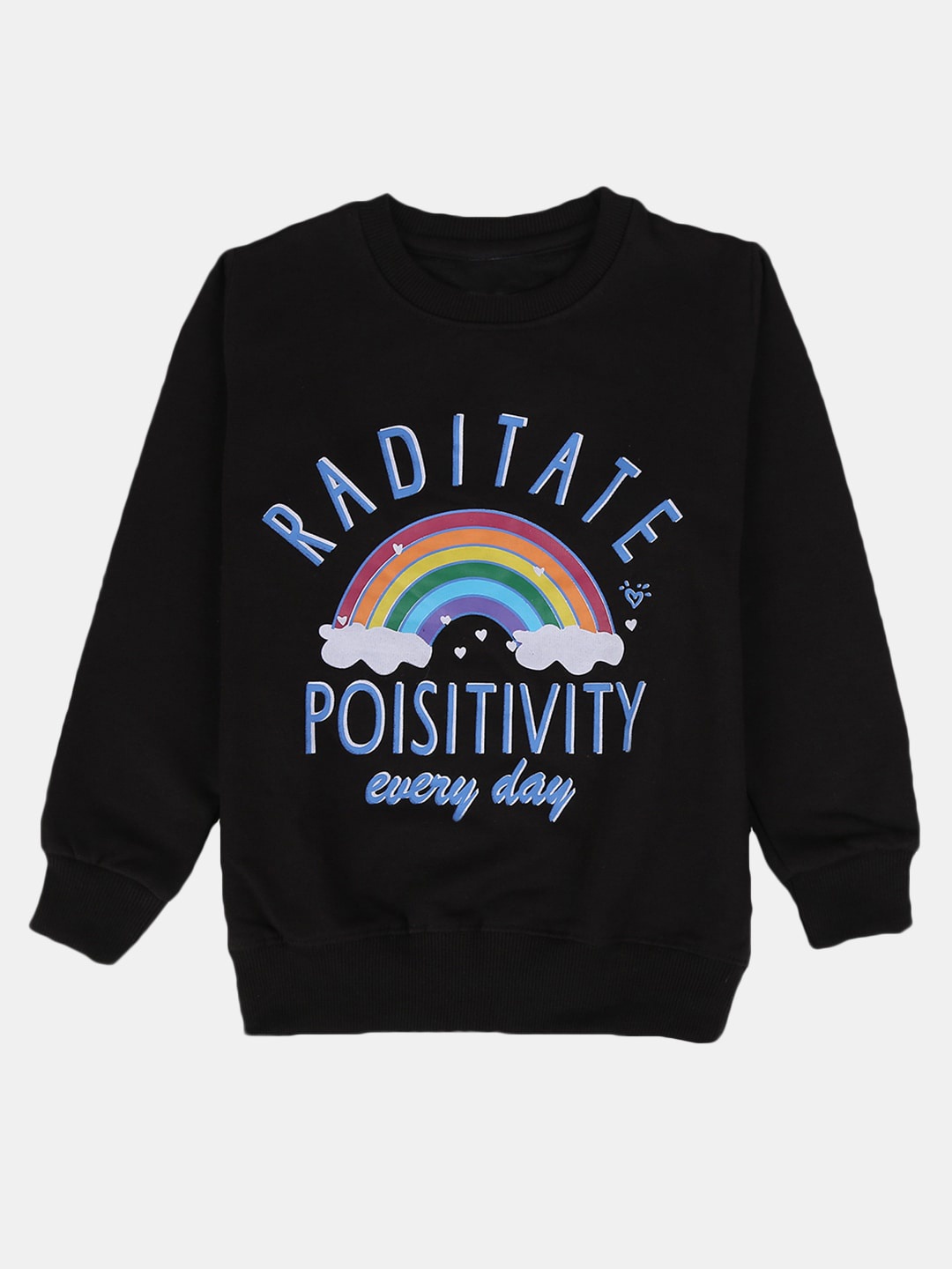 

V-Mart Girls Printed Wool Sweatshirt, Black