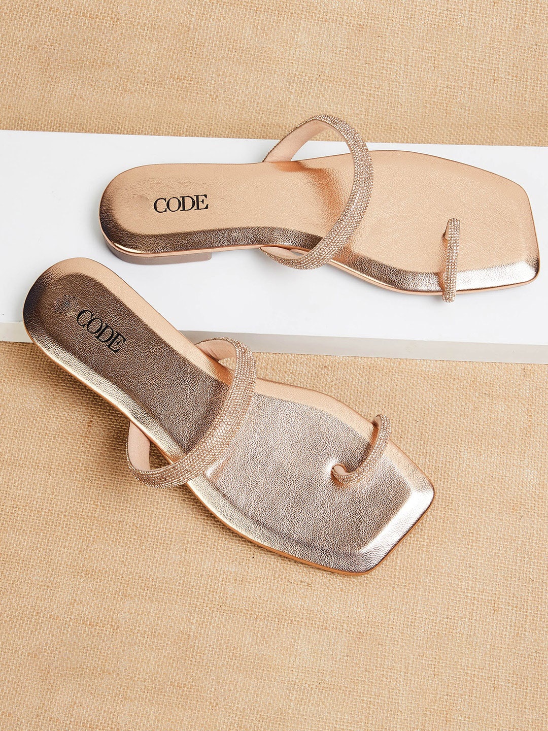 

CODE by Lifestyle Women Embellished One Toe Flats, Rose gold
