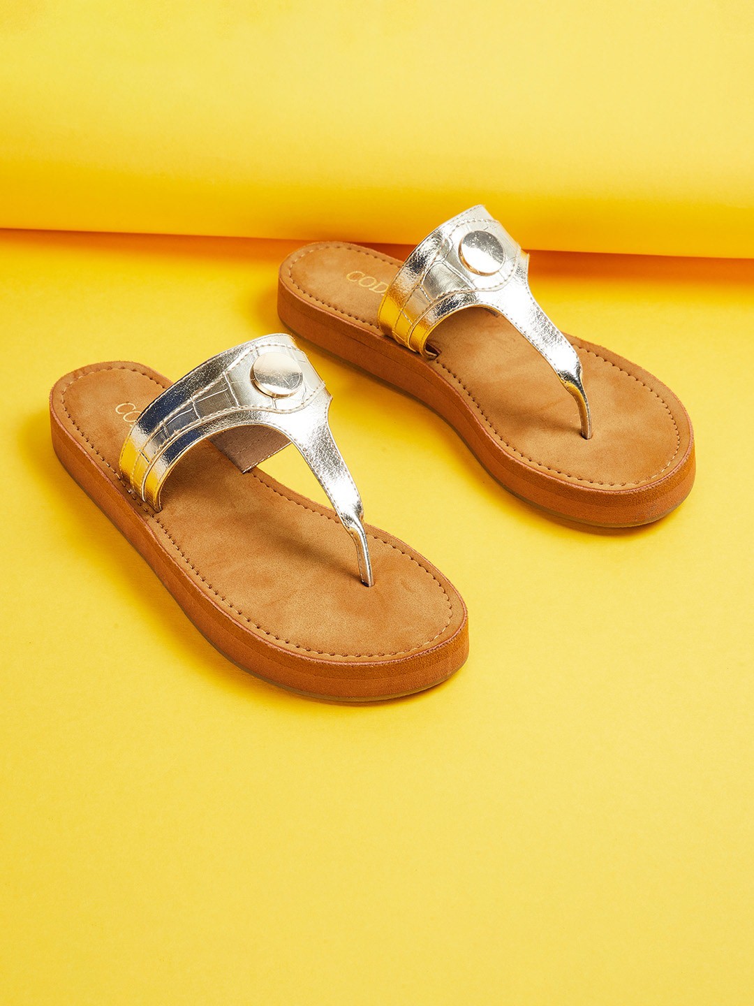 

CODE by Lifestyle Women T-Strap Flats, Gold