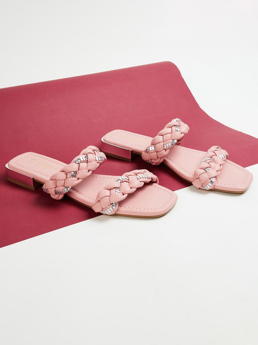 

Ginger by Lifestyle Women Woven Design Open Toe Flats, Peach
