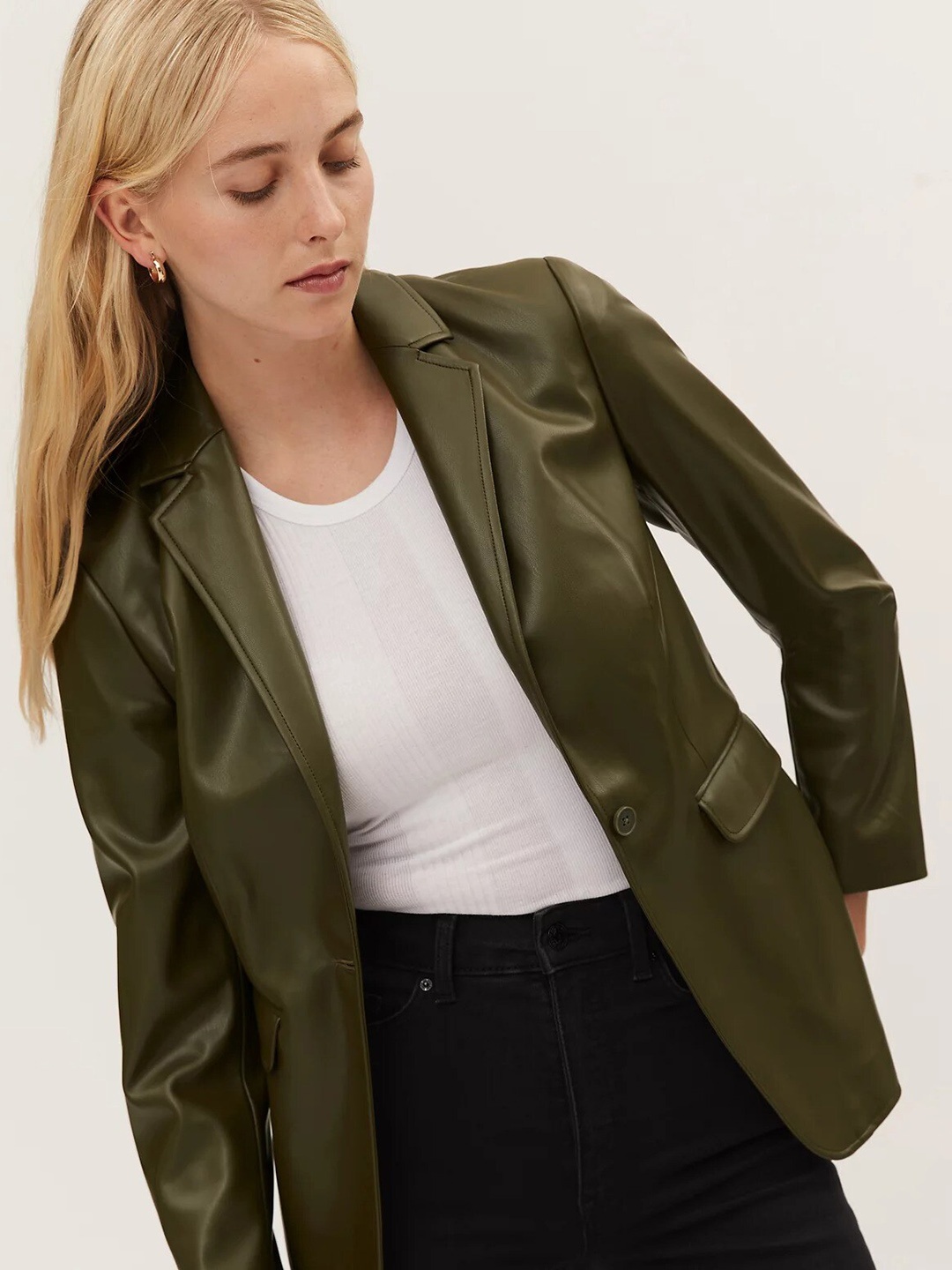 

Marks & Spencer Women Front-Open Casual Blazer, Olive