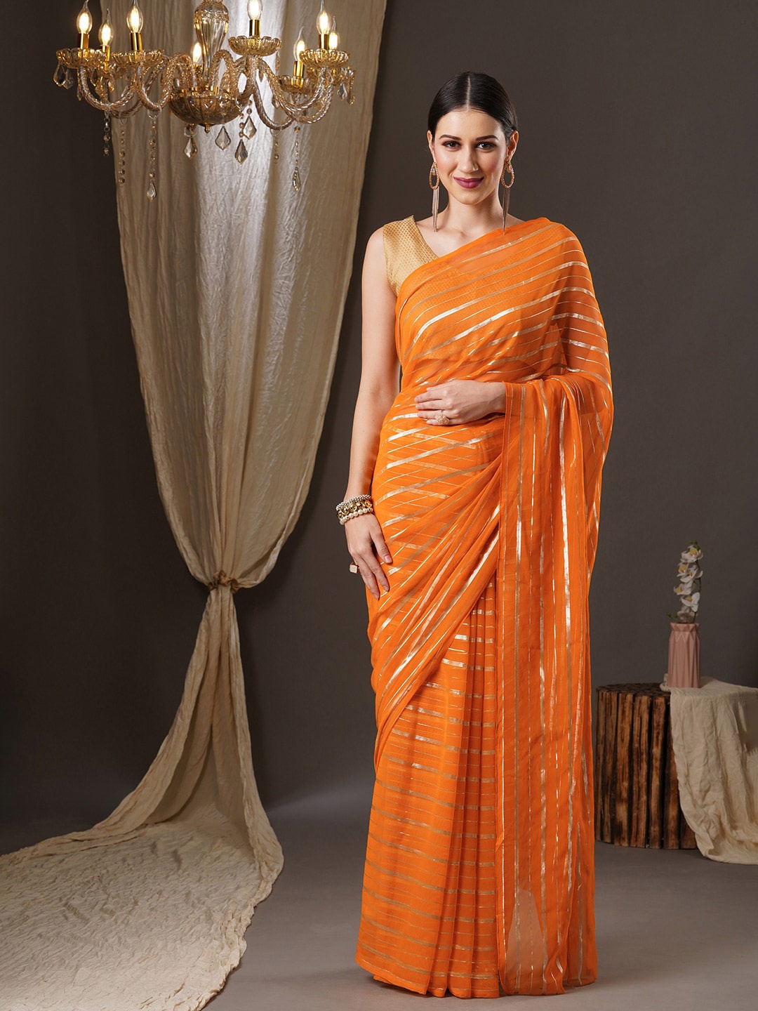 

Anouk Striped Saree, Yellow