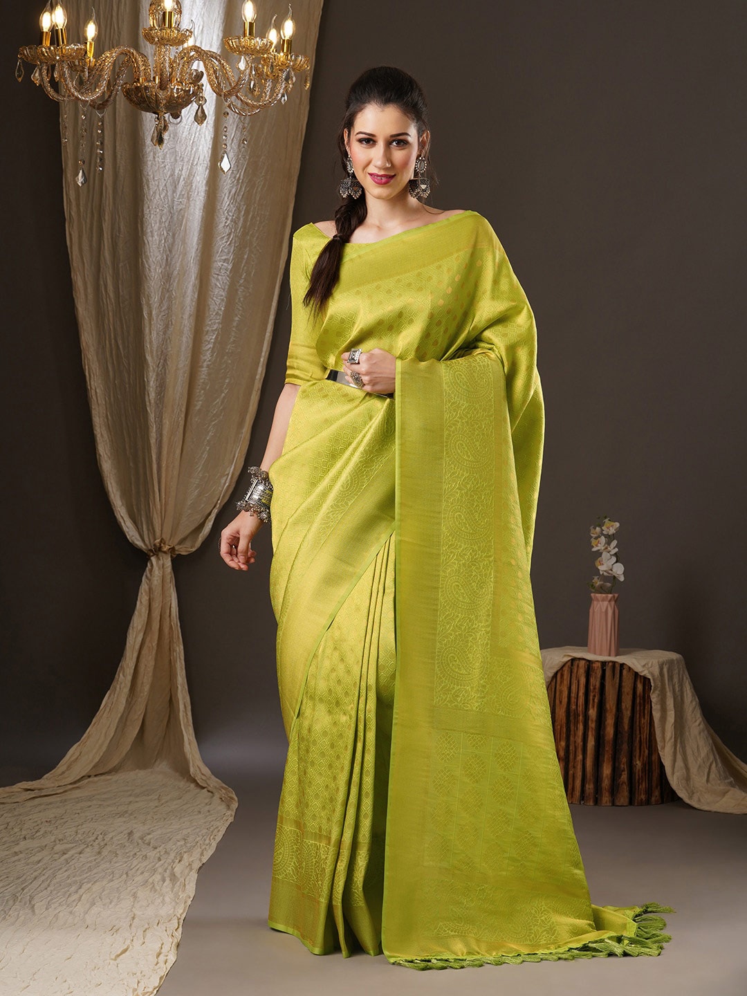 

Anouk Ethnic Motifs Zari Pure Georgette Kanjeevaram Saree, Green