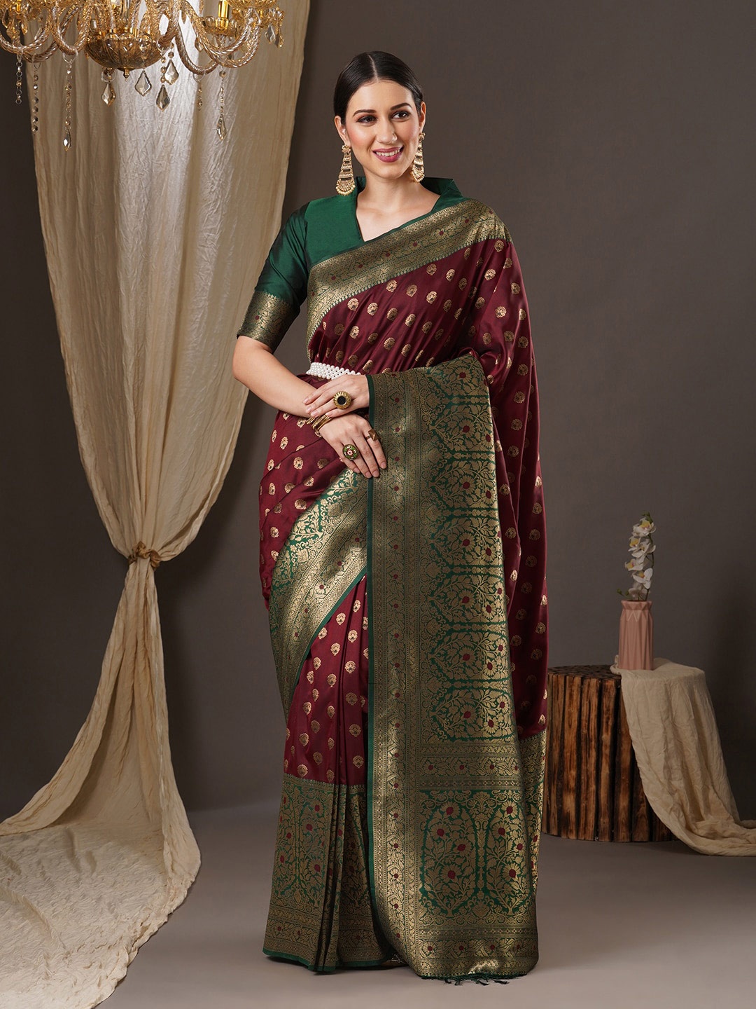 

Anouk Woven Design Zari Banarasi Saree, Brown