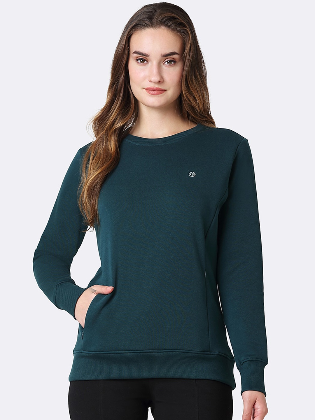 

Van Heusen Athleisure Long Sleeves Brushed Fleece Sweatshirt, Teal