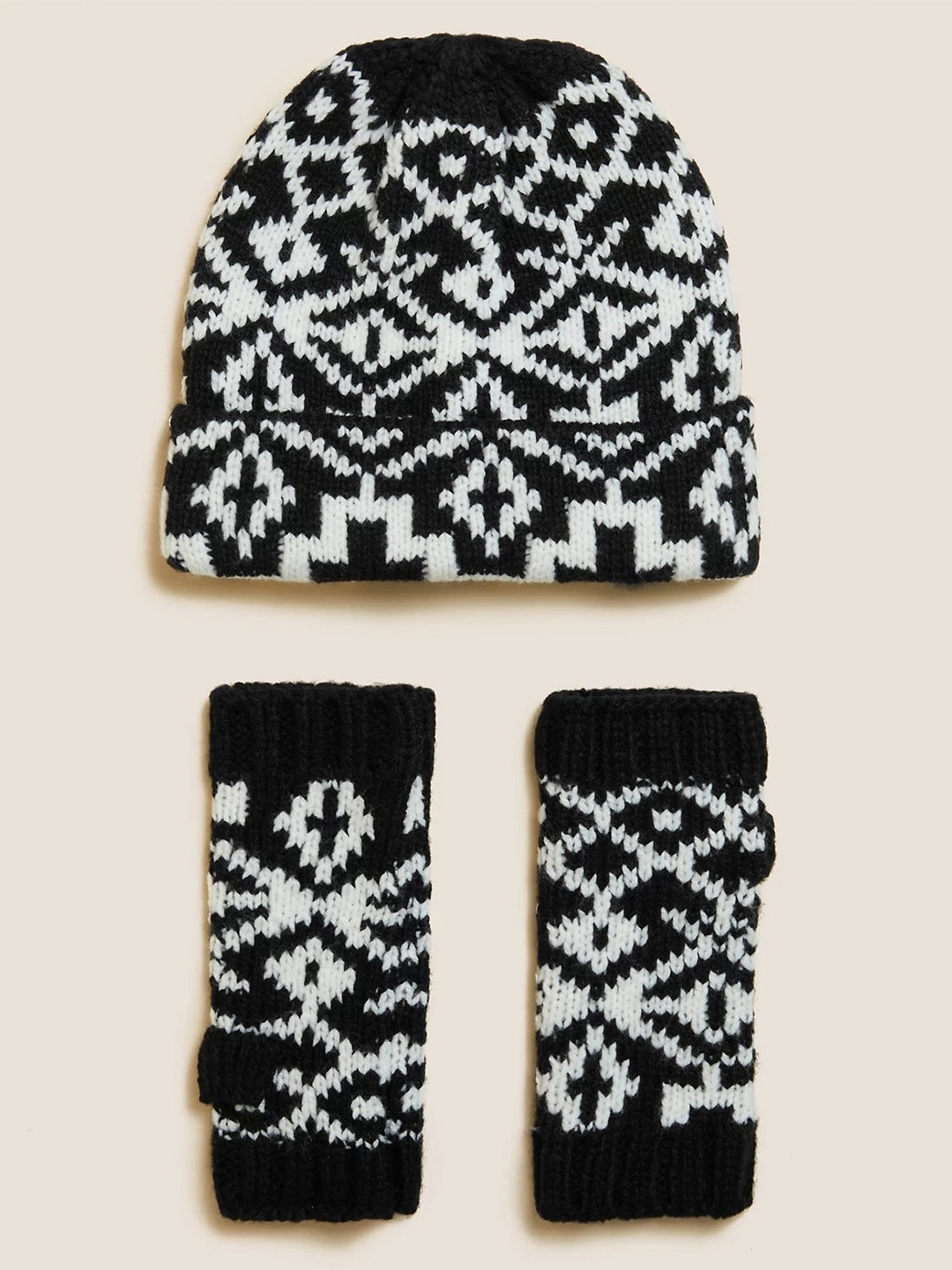 

Marks & Spencer Women Self Design Beanie, Black