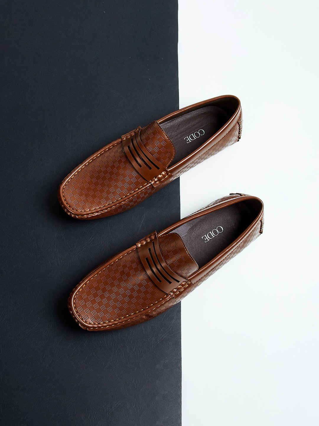 

CODE by Lifestyle Men Textured Formal Loafers, Brown