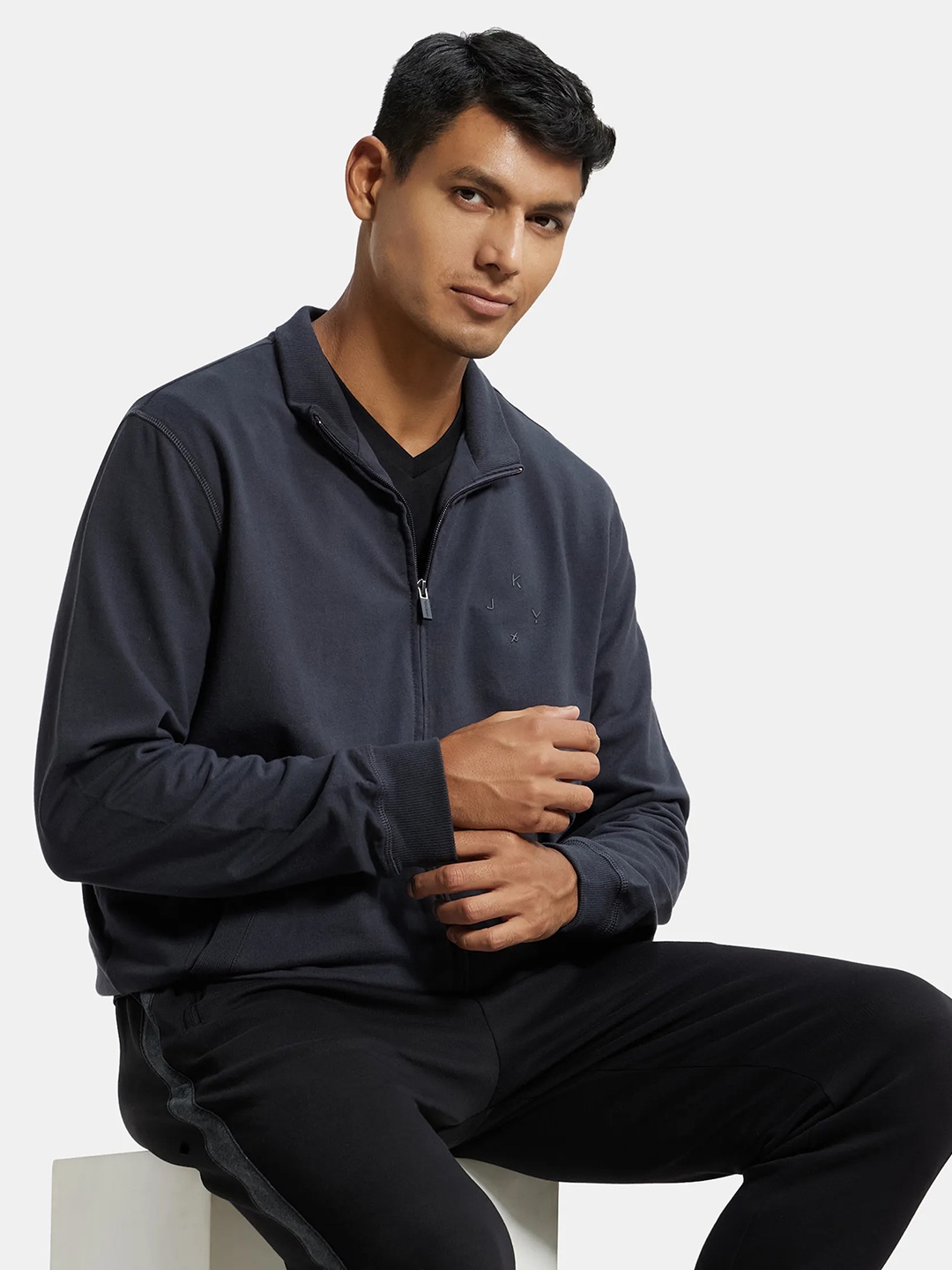 

Jockey Combed Cotton French Terry Jacket with Ribbed Cuffs-2730, Grey