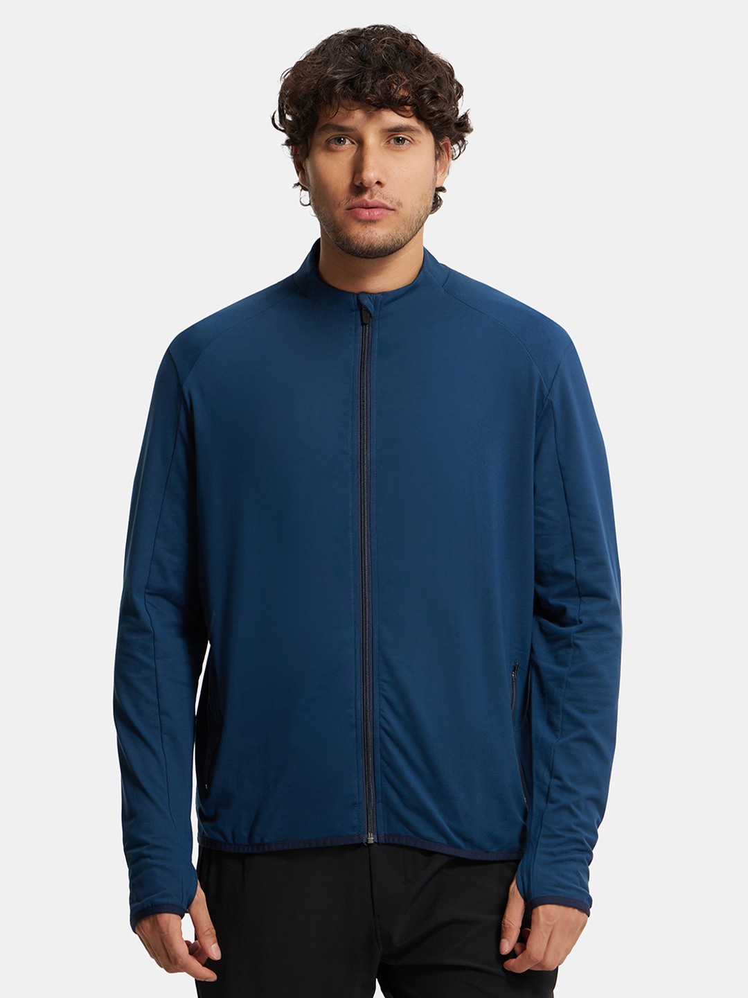 

Soft Touch Microfiber Stretch Jacket with Thumbhole Styling-SP17, Blue