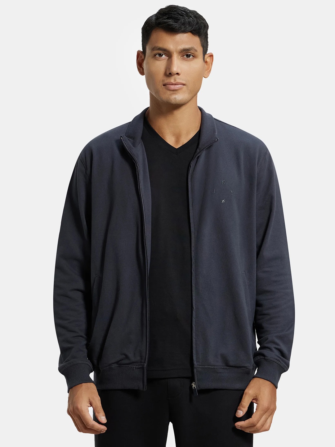 

Jockey Combed Cotton French Terry Jacket with Ribbed Cuffs-2730, Grey