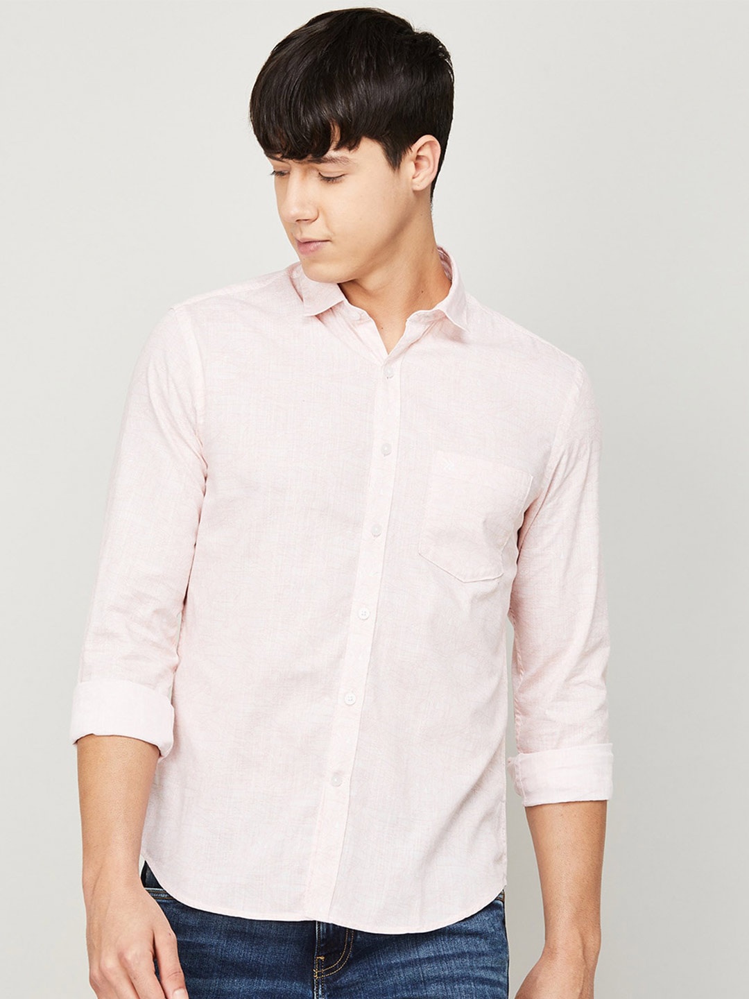 

CODE by Lifestyle Men Printed Casual Cotton Shirt, Pink
