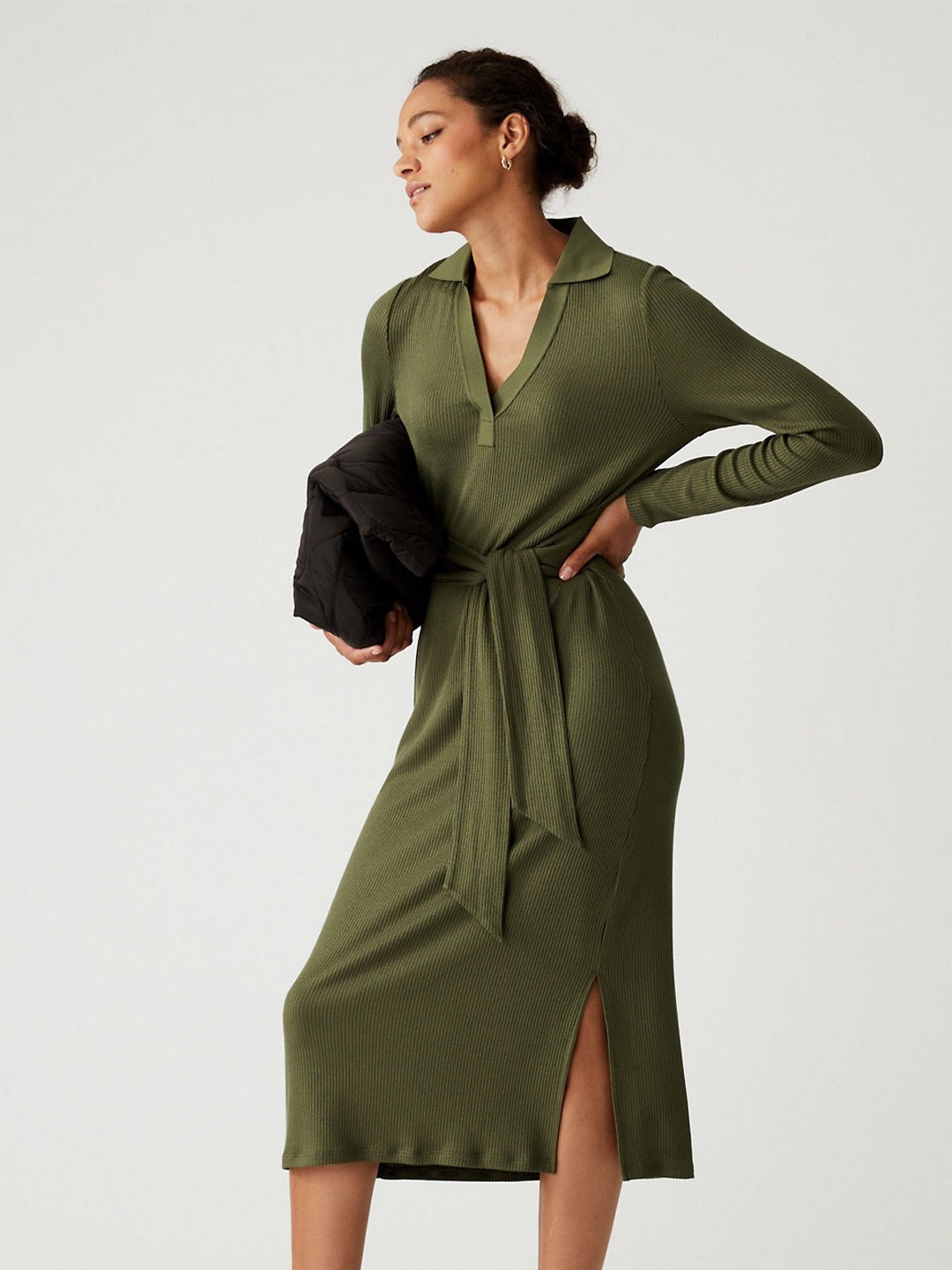 

Marks & Spencer Tie-Ups A-Line Midi Dress, Green