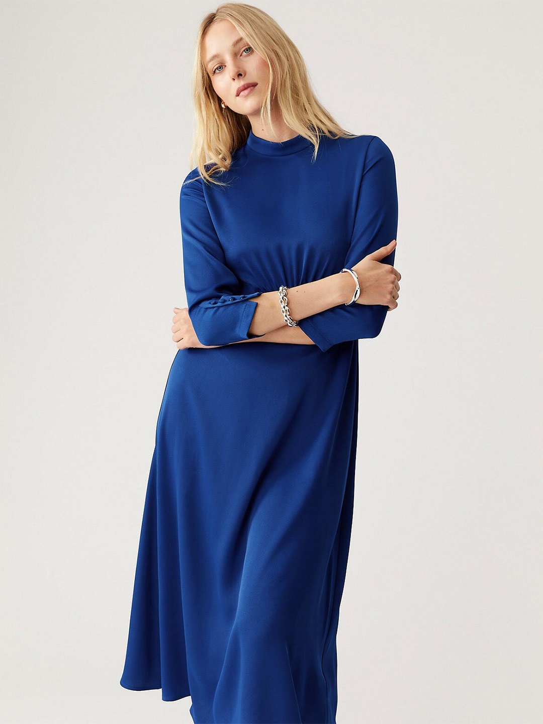 

Marks & Spencer Round Neck A-Line Dress, Blue