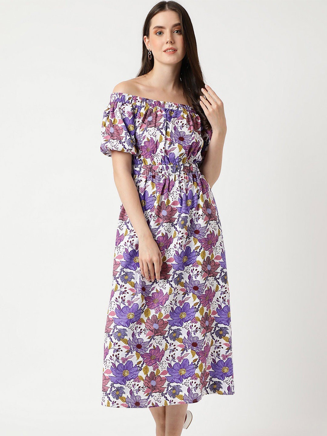 

Marks & Spencer Floral Off-Shoulder Midi Dress, White