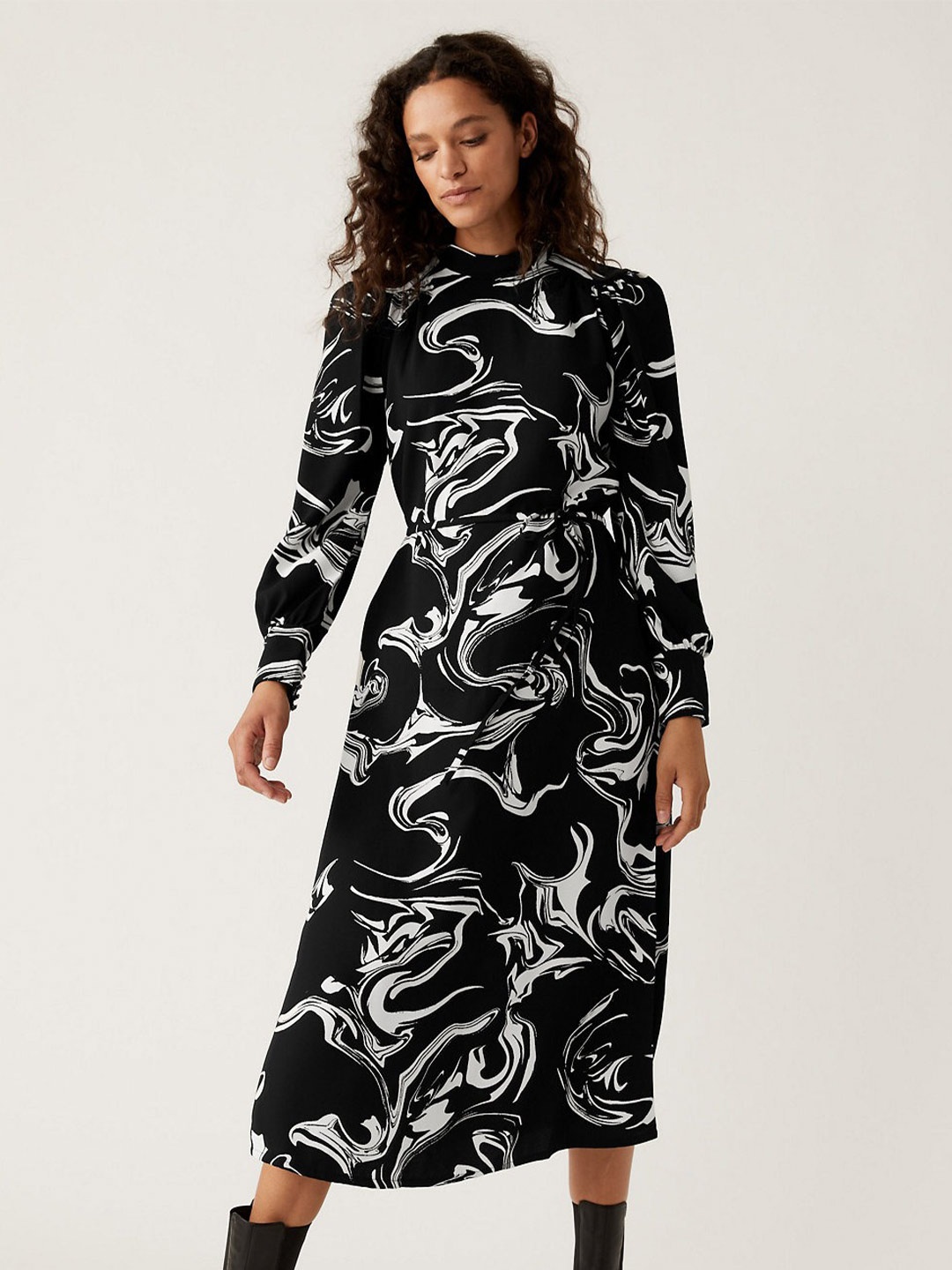

Marks & Spencer Halter Neck A-Line Midi Dress, Black