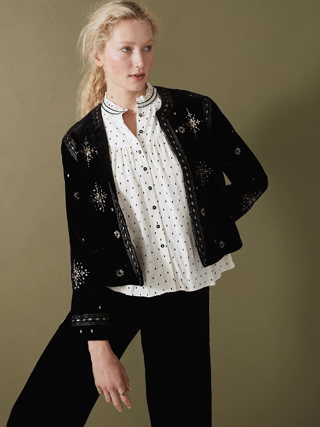

Marks & Spencer Women Geometric Lightweight Tailored Jacket, Black
