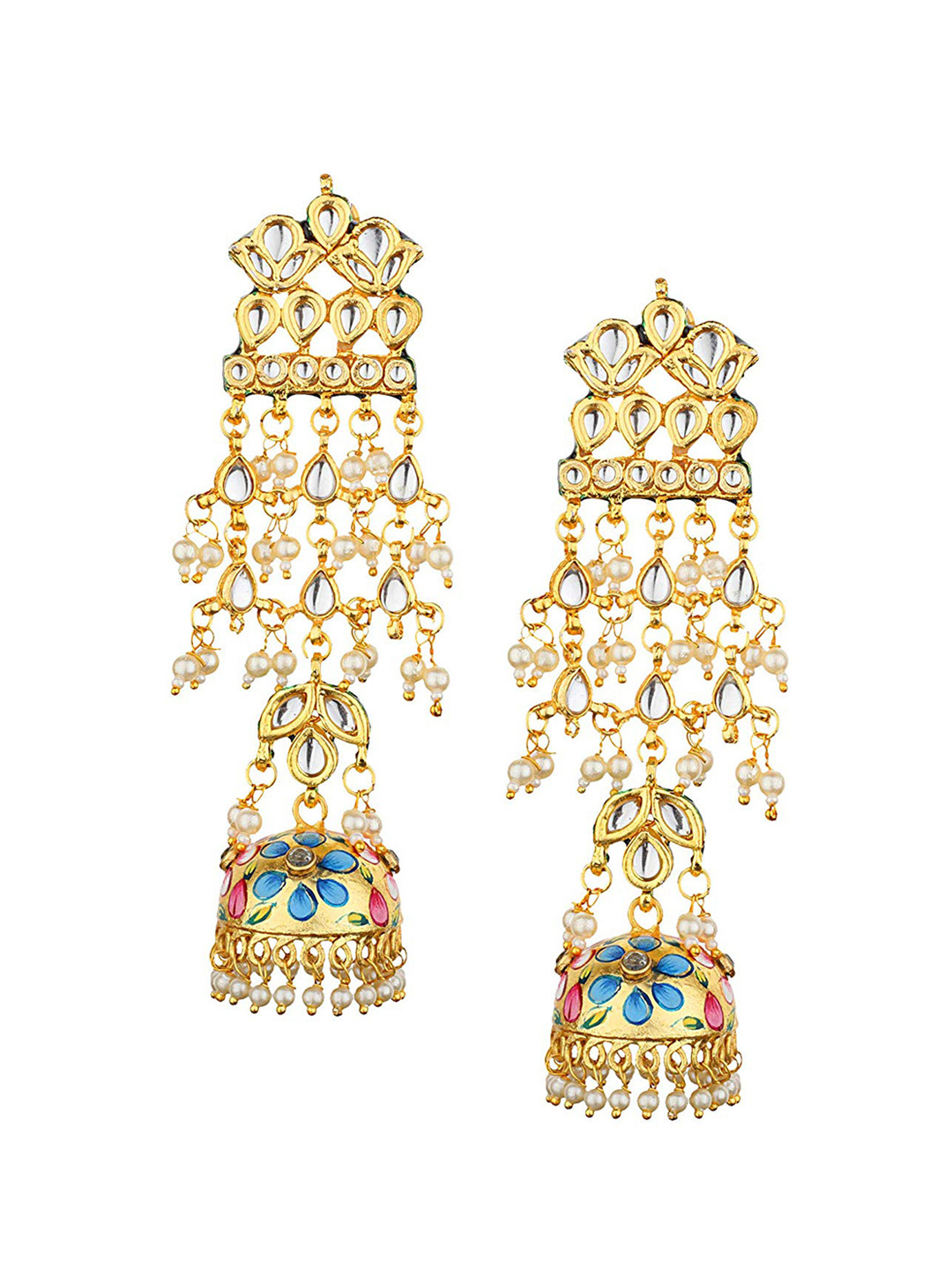 

Runjhun Gold Plated Contemporary Jhumkas Earrings