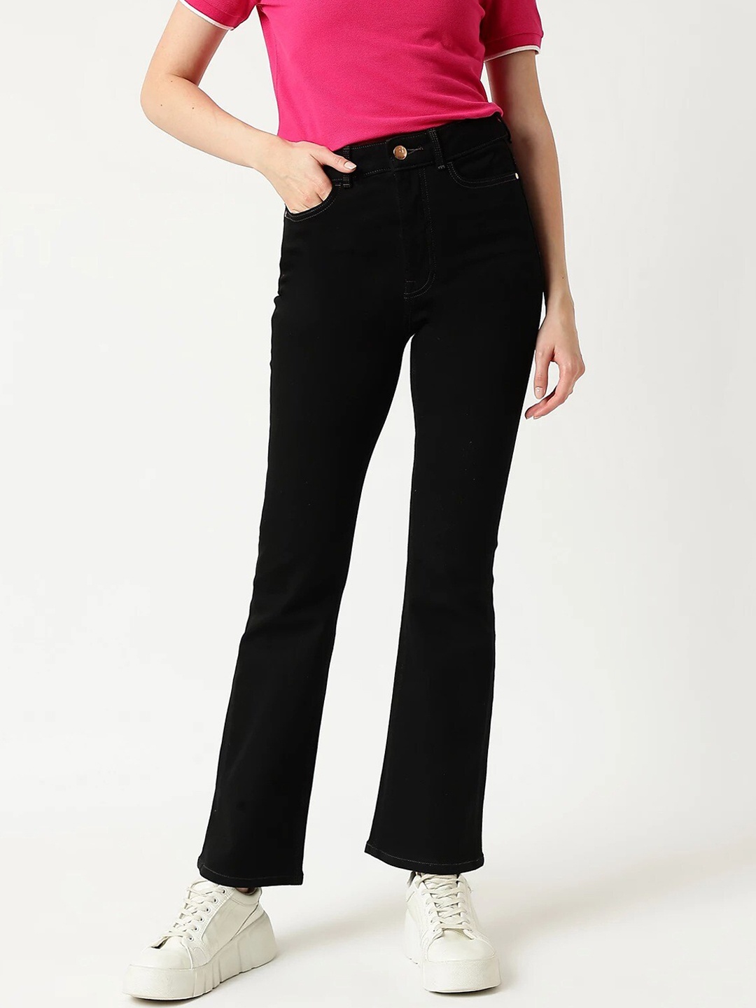 

Marks & Spencer Women Cotton Straight Fit High-Rise Jeans, Black