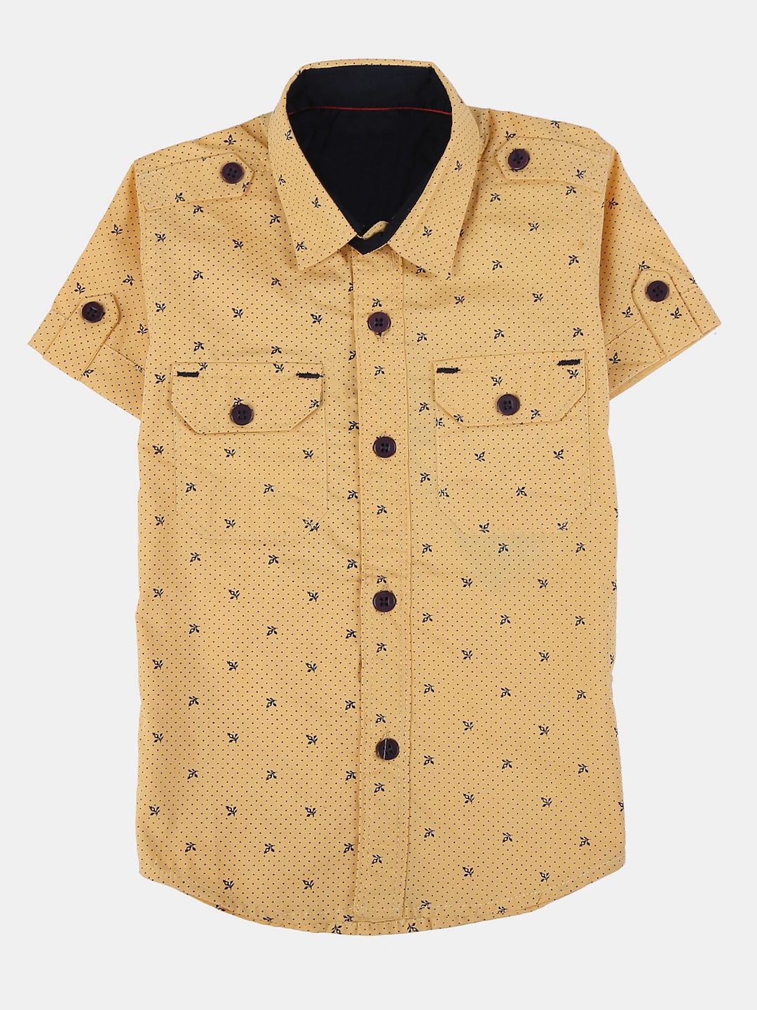

V-Mart Boys Classic Printed Casual Cotton Shirt, Yellow