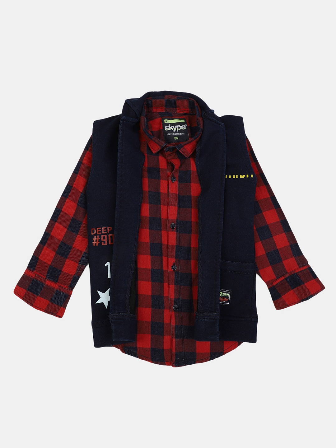 

V-Mart Boys Cotton Classic Checked Casual Shirt, Red