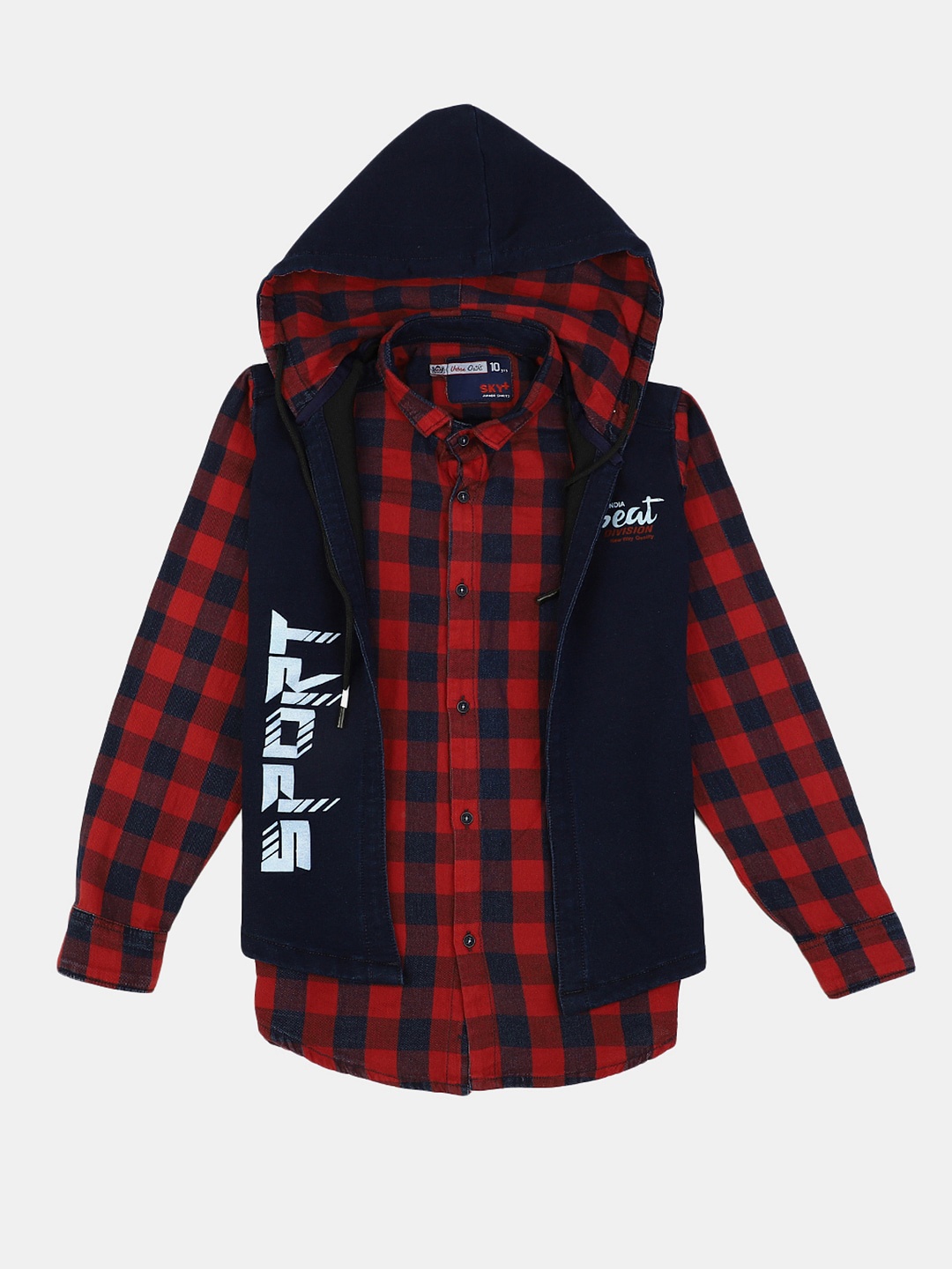 

V-Mart Boys Cotton Classic Buffalo Checks Casual Shirt, Red