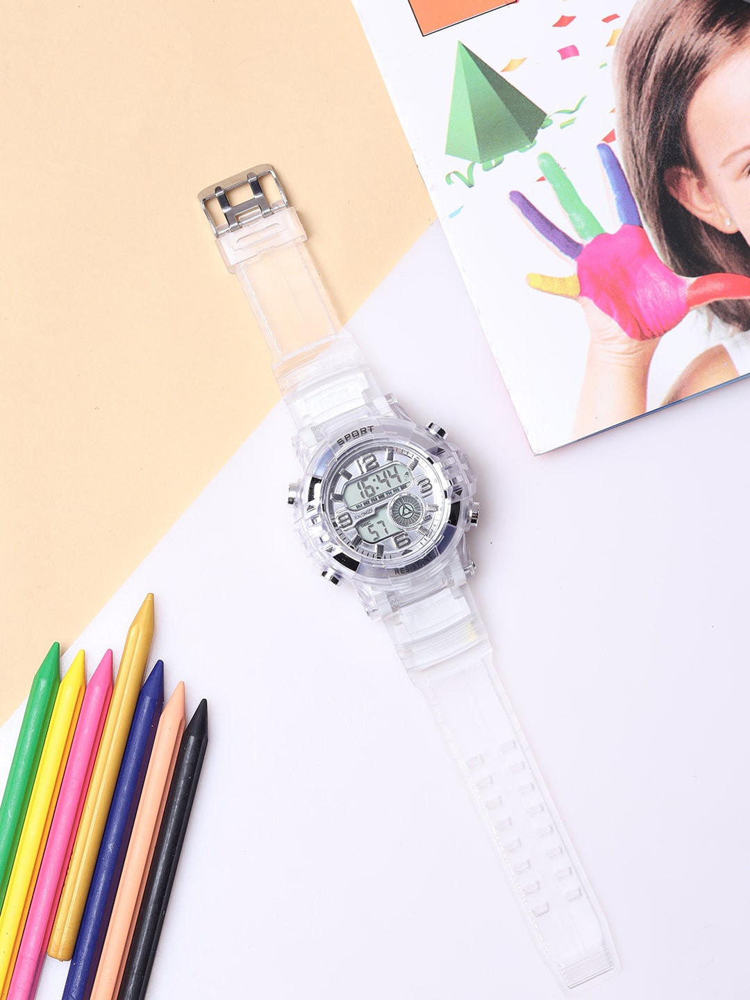 

Fantasy World Kids Straps Analogue Multi Function Water Resistant Watch FW-Sport-016-SL, Silver