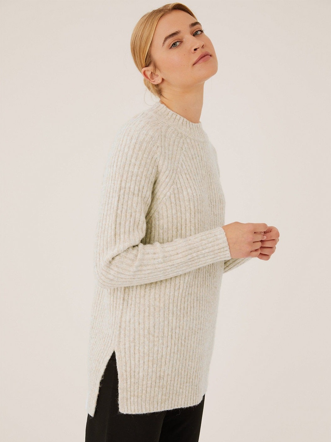 

Marks & Spencer Women Striped Pullover, Cream