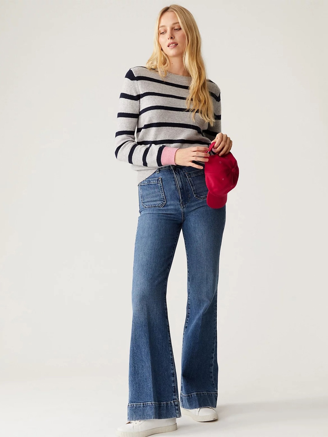 

Marks & Spencer Women Striped Pullover, Grey