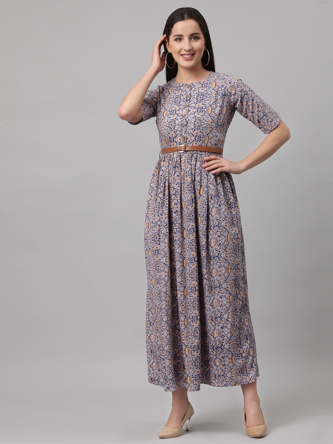 

aayu Ethnic Motifs Printed Maxi Dress, Pink