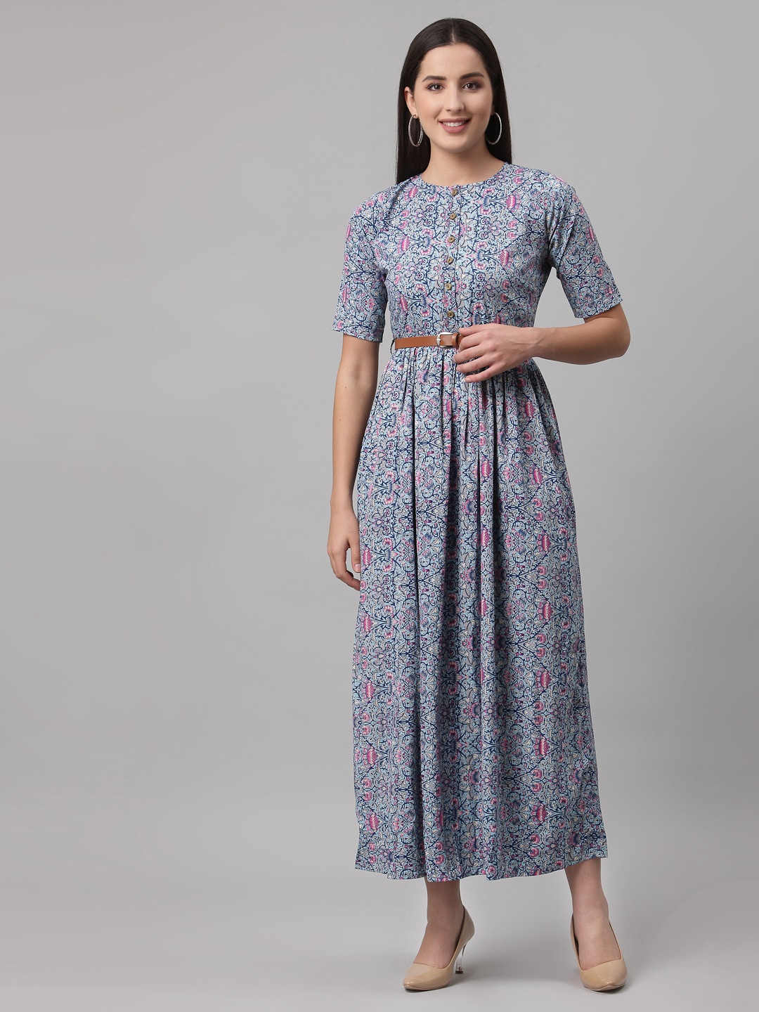 

aayu Floral Crepe Maxi Dress, Navy blue