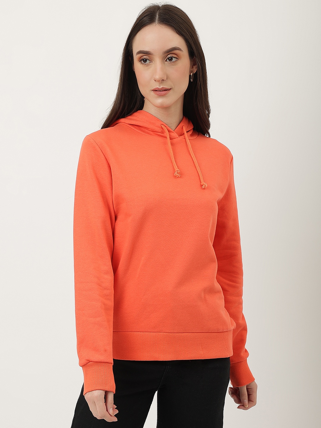 

Marks & Spencer Women Solid Hooded Pullover Sweatshirt, Orange