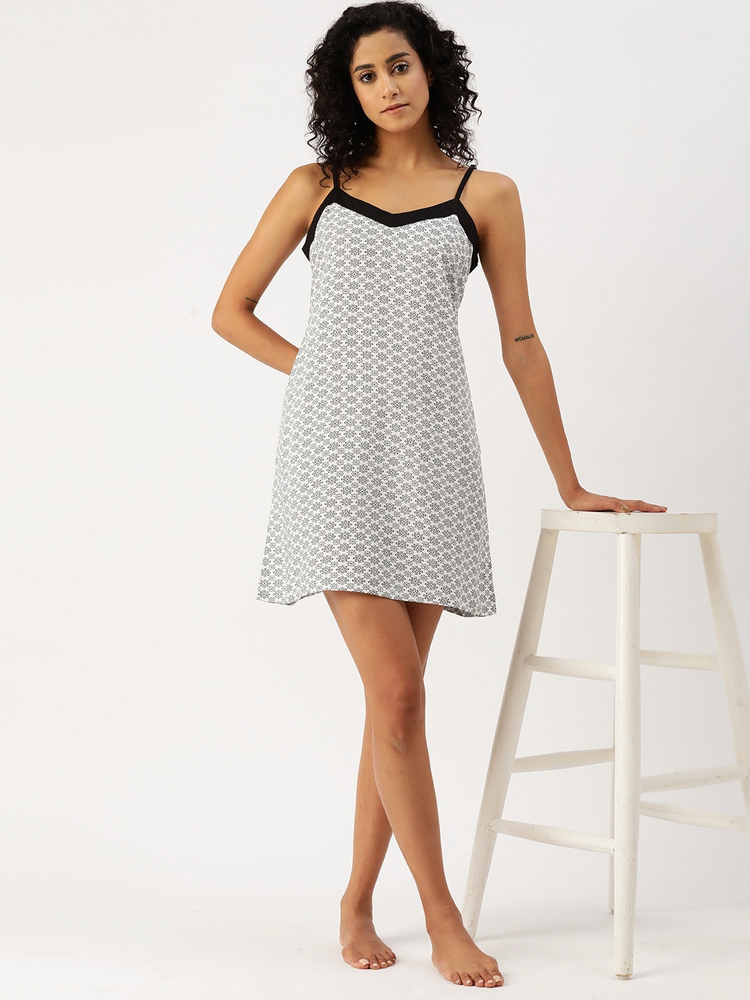 

ETC Women Ethnic Motifs Printed Nightdress, White