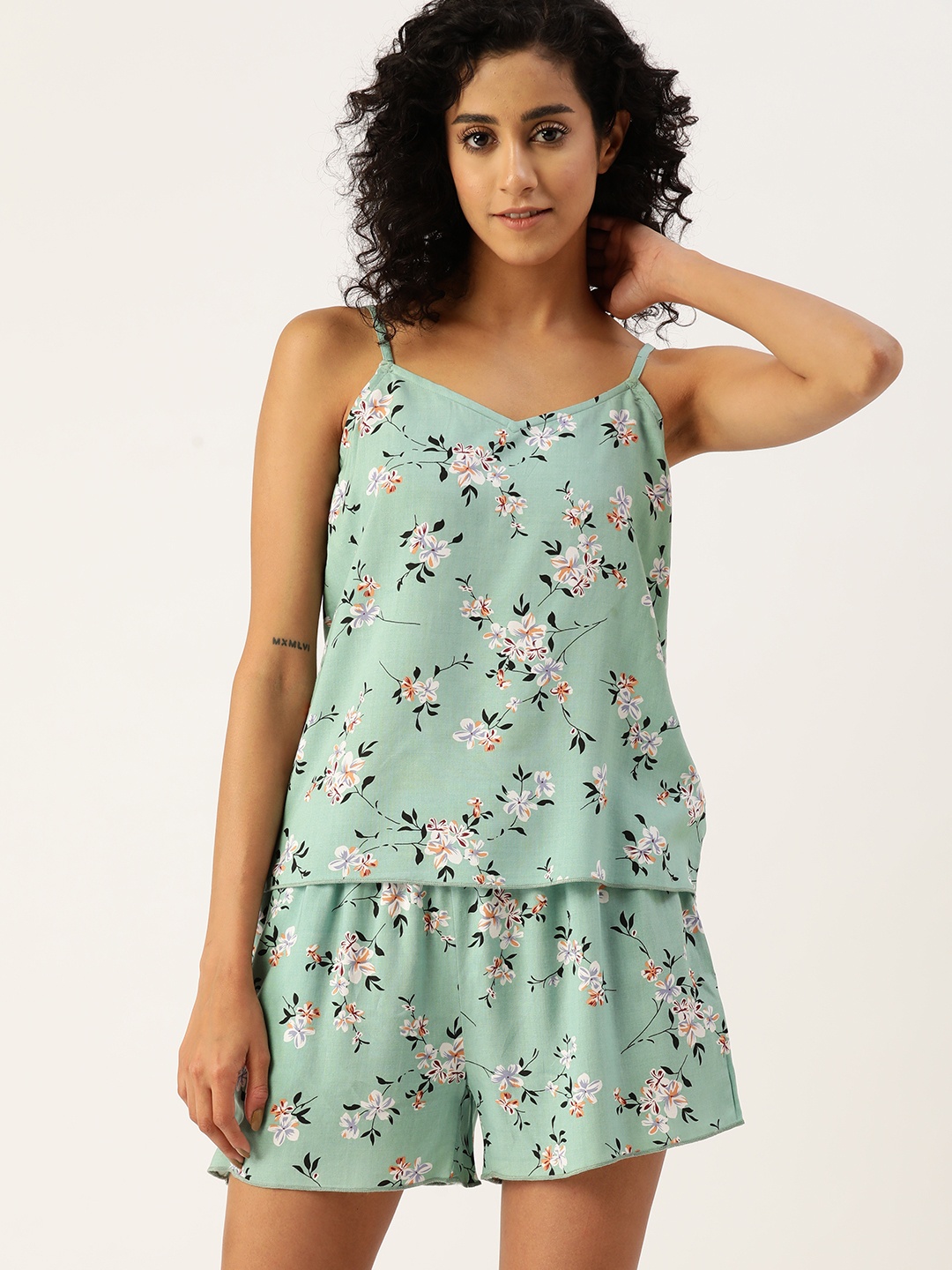 

ETC Women Floral Print Shorts Set, Green
