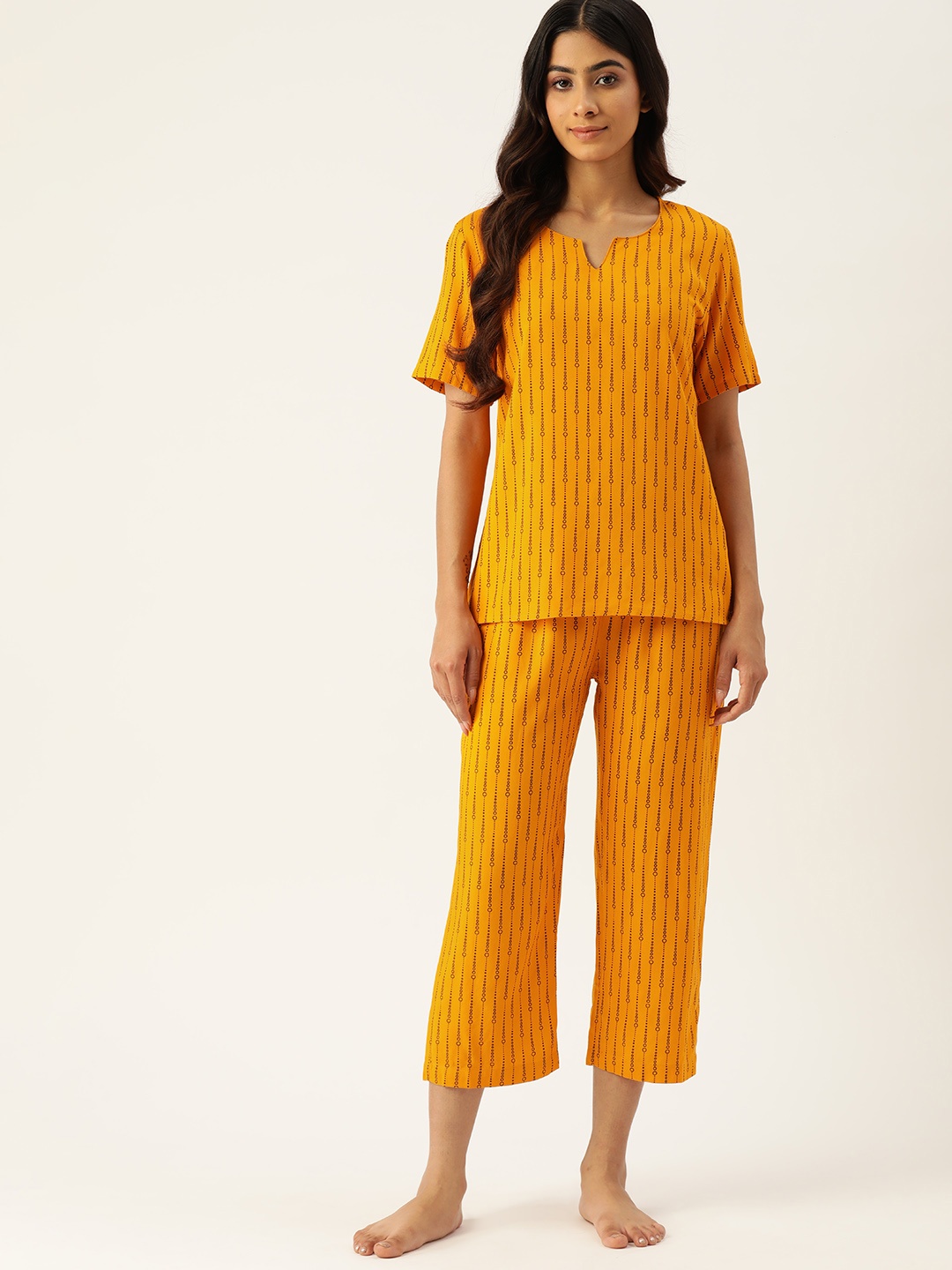 

ETC Printed Capris Set, Mustard