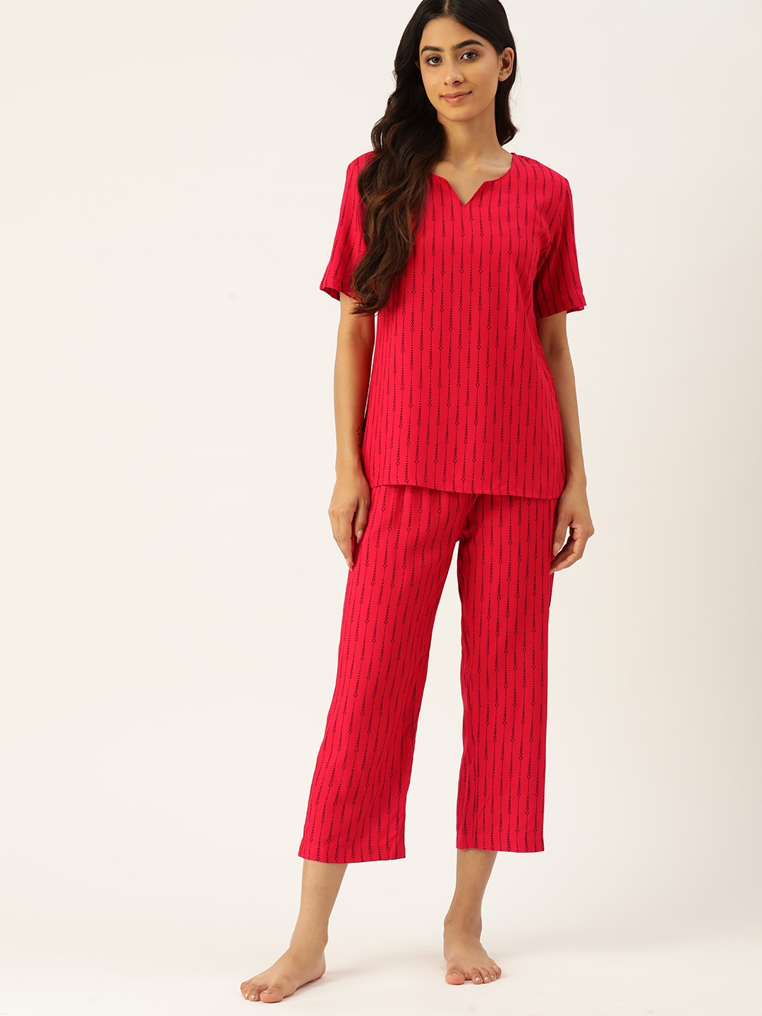 

ETC Geometric Printed Capris Set, Red