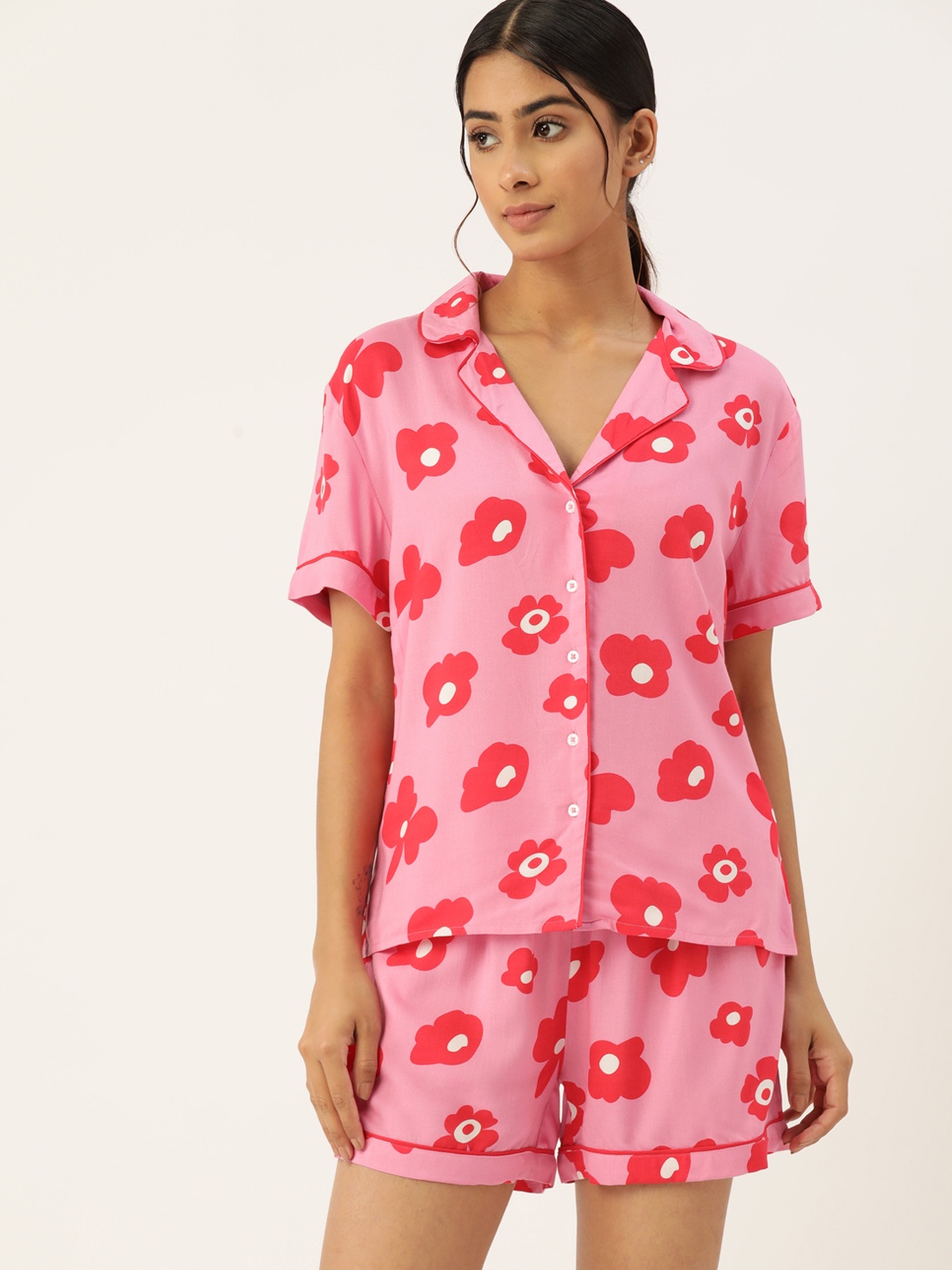 

ETC Women Printed Shorts Set, Pink