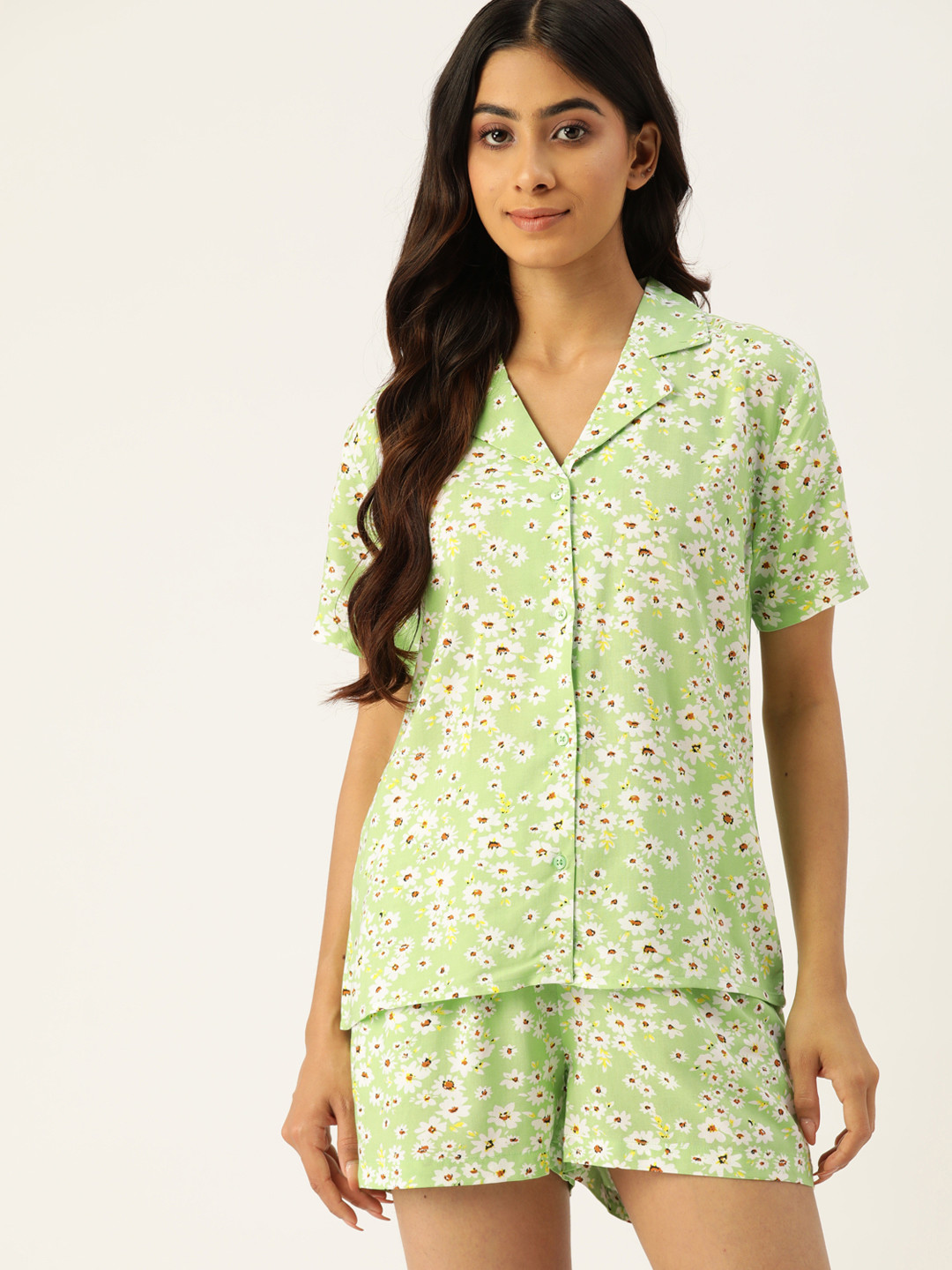 

ETC Floral Printed Shorts Set, Green
