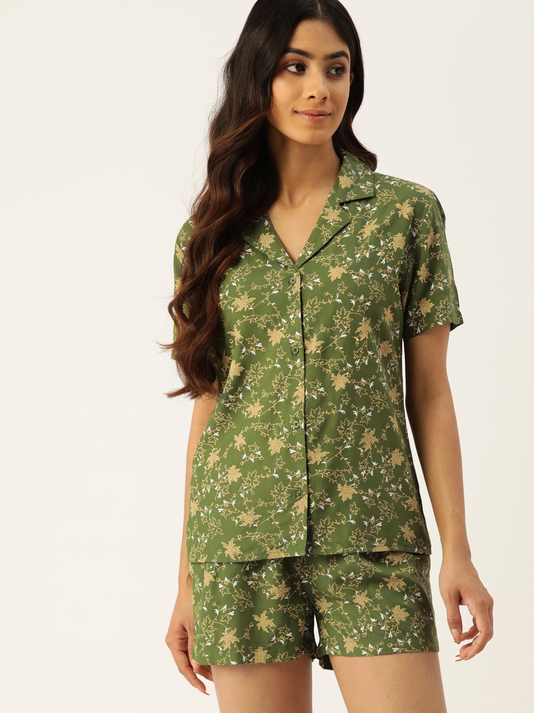 

ETC Floral Printed Shorts Set, Green