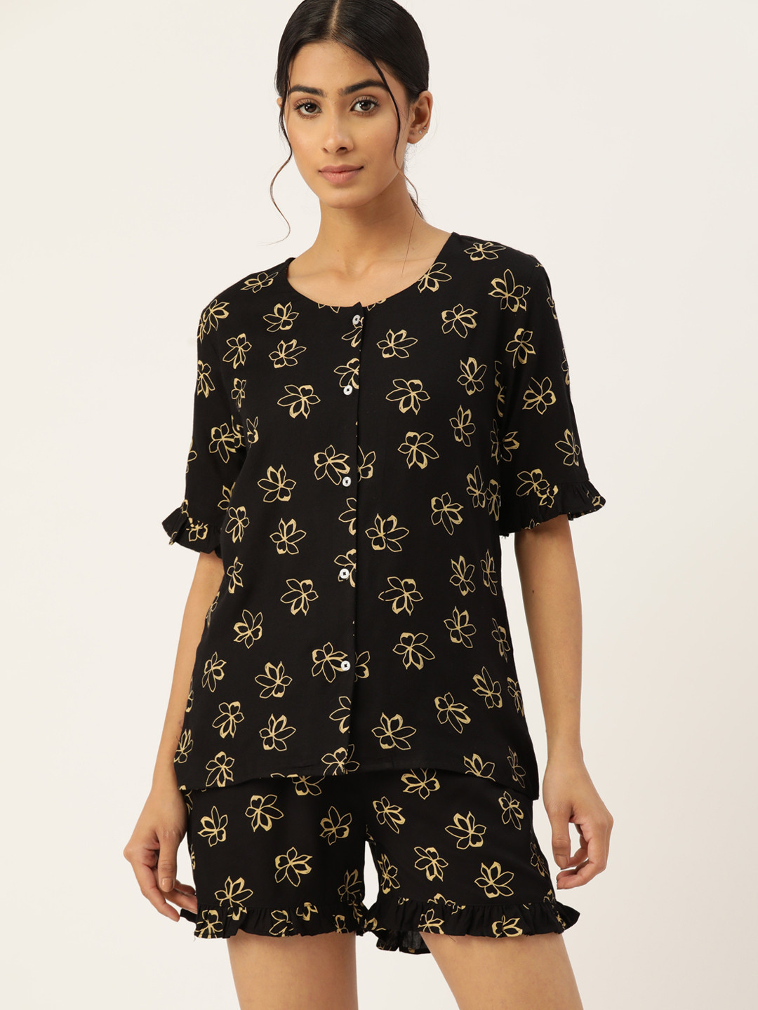 

ETC Women Printed Shorts Set, Black