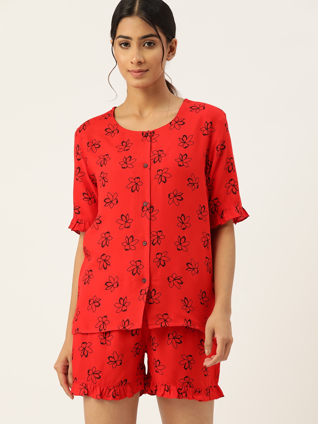 

ETC Women Printed Shorts Set, Red